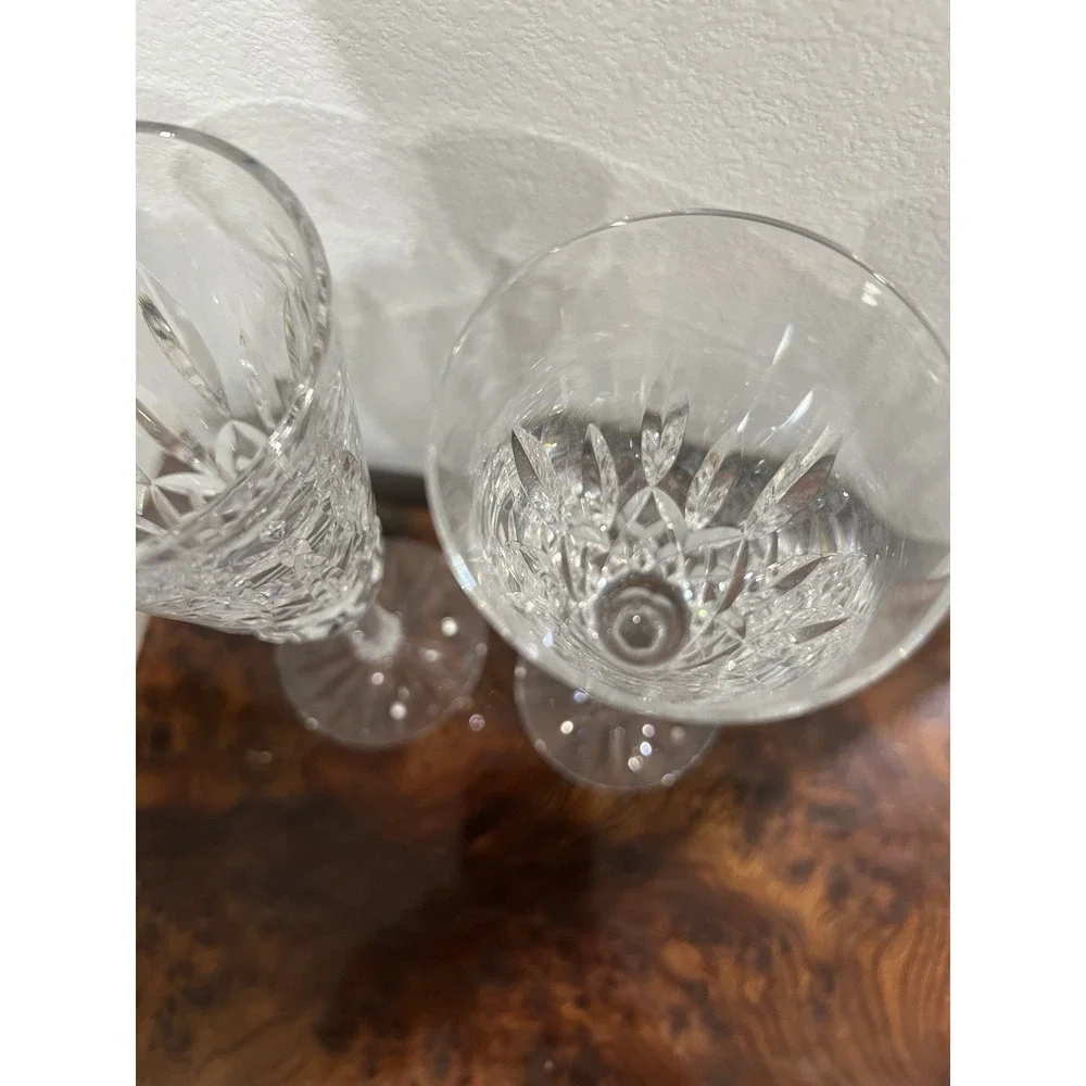 Set of 2 WATERFORD Lismore Crystal Champagne Glasses Flutes 7.25